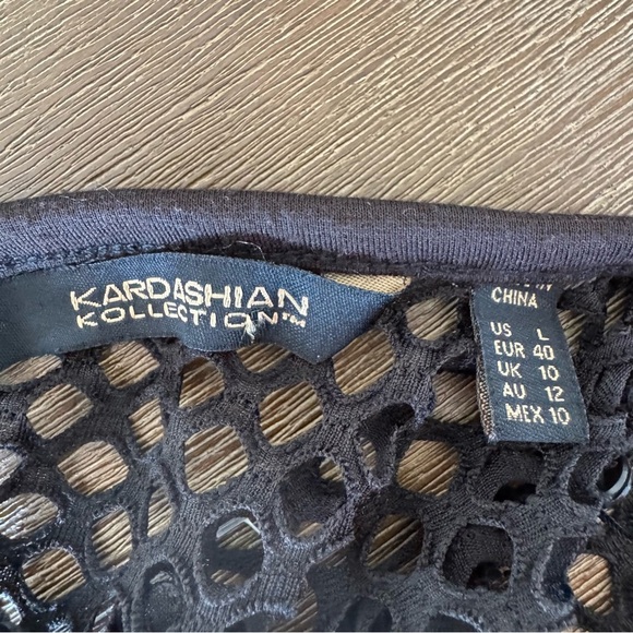 Kardashian Kollection Dress Black Lace Mesh midi women’s large - Picture 10 of 11